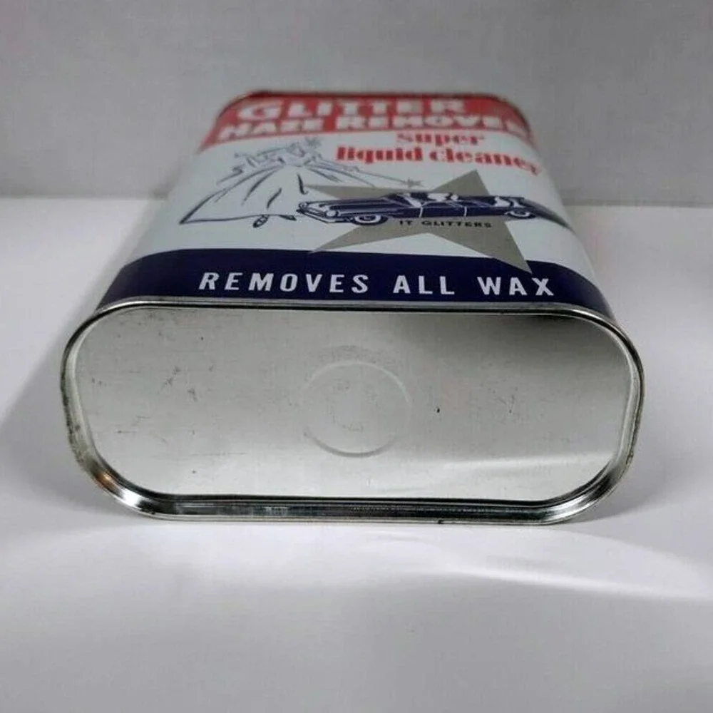 Vintage glitter haze remover handy oiler tin can advertising display‎ empty nos